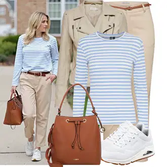 Outfit s Krémová/Modrá/Bílá Sport Běžecká bota/Bota na fitness/Tréninková bota/Gymnastická bota/Běžecká bota/Tenisová bota Skechers "Hezký outfit pro volný čas"