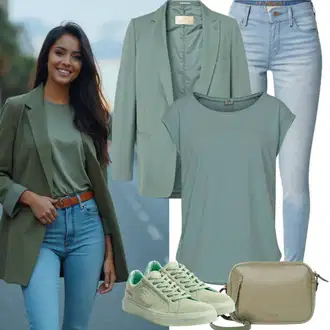 S Pertlanjem Outfit sa Tamnozelena/Smeđa/Kaki/Ljubičasta/Zeleno Kratki top/Zamotana Majica/Majica s printom/Print majica/Skraćena Majica/Otmjena majica/Komplet košulje/Majica za trudnice NAME IT "Cool svakodnevna odjeća"