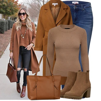 Vlna Outfit s Hnědá/Béžová/Khaki Nezařazené Edited "Hezký jarní outfit"