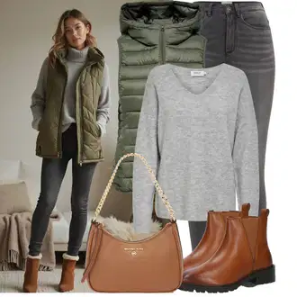 Mokri izgled Outfit sa Siva/Tamnosiva/Svjetlosiva Jeggings/Traper Tajice/Skinny Hlače Only "Lijepi proljetni outfit"Look: Stil, Rap, Seksi, Besprijekorno, Techno, Elegantan, Mokri izgled, cool