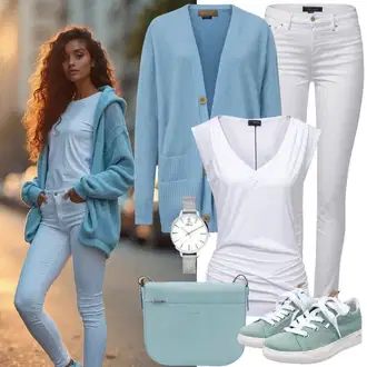 Ležerne kombinacije Šik sa Siva/Svjetloplava Torba preko ramena/Torbica/Torba Za Preko Ramena/Torba za pisma/Mala Torbica/Torba za rame Guess "Elegantne Proljetne Odjeće"Look: cool, Vintage, Disko, Premium, Prekrasan, Šik, Princeze