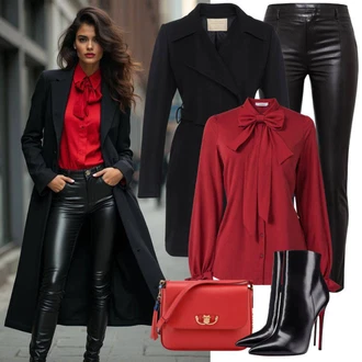 Outfit s Tmavě modrá/Modrá/Černá/Růžová Kožená Kozačka nad Koleno/Kozačka nad Kolena/Plochá kozačka nad koleno/Kozačka po Kolena/Kozačka Na Podpatku/Dlouhá Kozačka SOHO "Elegantní Jarní Outfit"