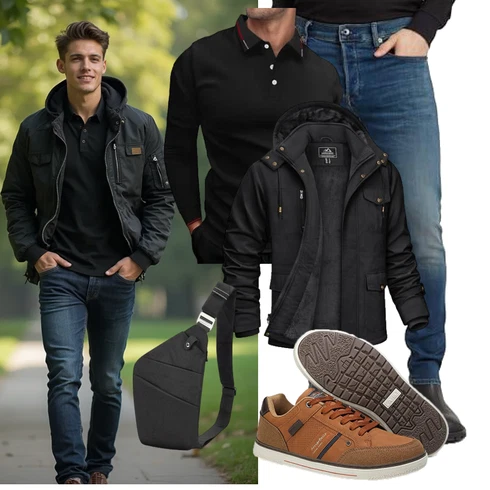 Schwarz/Dunkelgrau Jacke mit Seitlichem Reißverschluss/Funktionsjacke/Trekkingjacke/Wanderjacke/Merinojacke/Herbstjacke/Wolljacke/Reitjacke/Trachtenstrickjacke/Outdoorjacke/Winterjacke/Kapuzenjacke KEFITEVD kombinieren