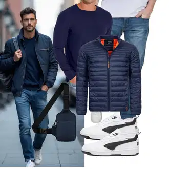 Ausgefallene Outfit mit Leichte Jacke Indicode "Freizeit Outfit"Look: Boyfriend, Moderne, Sportlich, Smart Casual, Workwear, Premium, Ausgefallene, Nahtlos, Lagenlook