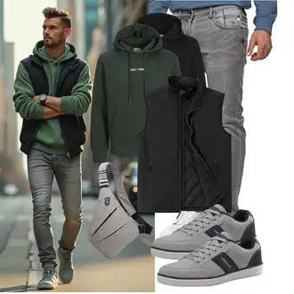 Outfit mit Dunkelgrün/Grün Vintage Hoodie/Damen Pullover/Sport Hoodie/Oversize Hoodie/Ausgefallener Hoodie/Unisex Hoodie/Hoodie/Partner Hoodie Jack & Jones "Freizeit Outfit"