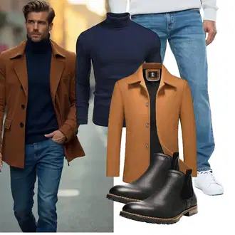 Freizeit Outfits Business Winter mit Orange/Braun/Beige KUDORO "Freizeit Outfit"Look: Boyfriend, Classic, Elegant, Rap, Indoor, Büro, Business