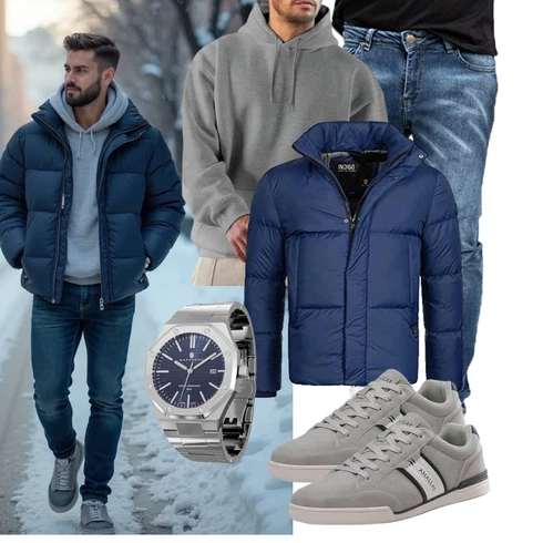 Dunkelblau/Blau Thermojacke/Isolationsjacke/Sommerdaunenjacke/Kunstfaserjacke/Winterjacke/Puffer Jacke/Daunenjacke Indicode kombinieren