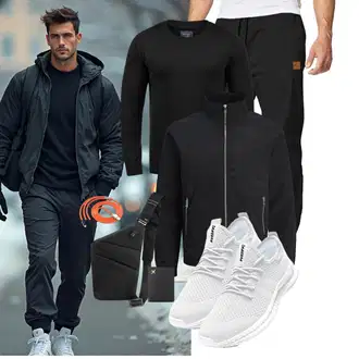 Outfit mit Schwarz/Orange JustSun "Freizeit Outfit"