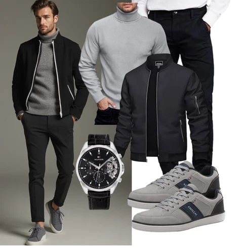Baseball Dunkelgrau/Schwarz/Grau Jacke mit Seitlichem Reißverschluss/FliegerJacke/FrühlingsJacke/CollegeJacke/NylonJacke/BomberJacke TACVASEN kombinierenLook: Baseball, Fußball, Tennis, Laufen, Freizeit, Reiten, Joggen
