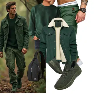 Rundhals Outfit mit Dunkelgrün/Grün Damen Pullover/Women's Fleece Sweatshirts/Sport Sweatshirt Meilicloth "Freizeit Outfit"