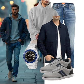 Geburtstag Winter Outfit mit Dunkelblau/Blau/Hellblau Übergangsjacke/Frühlingsjacke/Sommerjacke/Uniformjacke/Fliegerjacke/Bomberjacke donhobo "Freizeit Outfit"Look: Wasen, Schule, Pop Konzert, 18 Geburtstag, Geburtstag