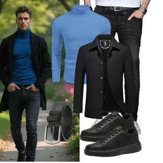 Freizeit Outfits Business Winter mit Schwarz KUDORO "Freizeit Outfit"Look: Boyfriend, Classic, Elegant, Rap, Indoor, Büro, Business