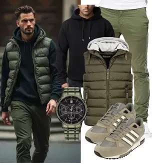 Outfit mit DunkelGrün/Khaki/Grün MERISH "Freizeit Outfit"