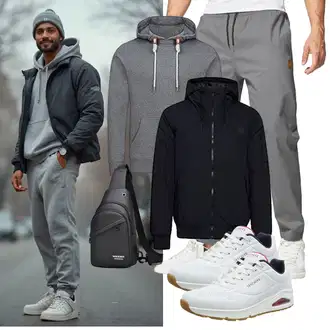 Party Outfits Schön mit Hellgrau/Grau/Dunkelgrau Stoffhose/Musselin Hose/Trainingshose/Funktionshose/Schlupfhose/Karottenhose/Sporthose/Boyfriend Hose/Jogger Hose/Capri/Freizeithose/Slim Hose ZOXOZ "Freizeit Outfit"Look: Casual, Sportlich, Goa, Outdoor, Trendige, Stil, Smart Casual, Unisex, Skater, Nahtlos, Coole, Schön, Workwear, Streetwear