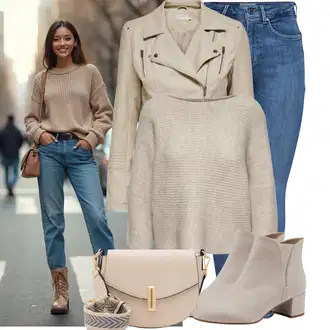 Outfit sa Smeđa/Bež Vintage Gležnjača/Ravna Gležnjača/Podstavljena Gležnjača/ljetna gležnjača/Kožna gležnjača Tamaris "Lijepi proljetni outfit"