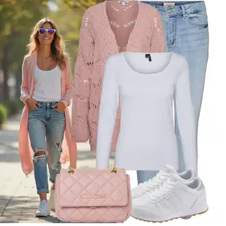 Kombinacije za festival dan na plaži sa Svjetloplava Kožna Jakna/Ženske Traperice 7/8 Dužine/Čizma do Gležnja/High Waist Traperice/Traperice s Prorezom/Push-up Traperice/Slip-on Traperice/Kožne Cipele VERO MODA "Lijepi proljetni outfit"Look: Škola, Koncer, dan na plaži, 18. rođendan