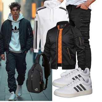 Tapered Outfit mit Schwarz/Khaki GINGTTO "Freizeit Outfit"