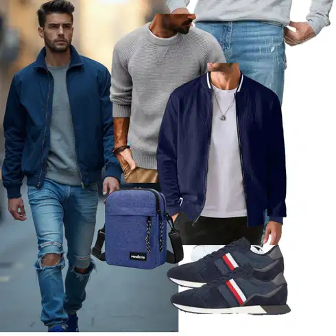 Dunkelblau/Blau Nylonjacke/Sommerjacke/Laufjacke/Kunstfaserjacke/Wendejacke/Samtjacke/Bomberjacke/Uniformjacke/Cordjacke JMIERR kombinieren