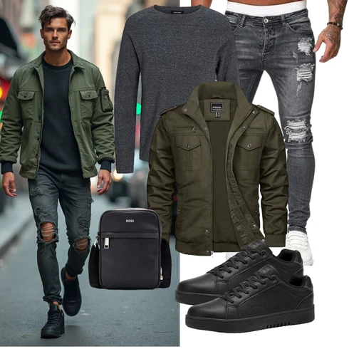 Camouflage Dunkelgrün/Khaki CargoJacke/FliegerJacke/MilitärJacke TACVASEN kombinieren