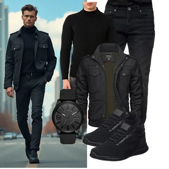 Date Winter Outfit mit Schwarz/Dunkelgrün/Khaki/Dunkelgrau Uniformjacke/Jacke mit Seitlichem Reißverschluss/Cargojacke/Winterjacke/Herbstjacke/Militärjacke/Bomberjacke TACVASEN "Freizeit Outfit"Look: Wasen, Date, Pop Konzert, Schule, 18 Geburtstag, Geburtstag