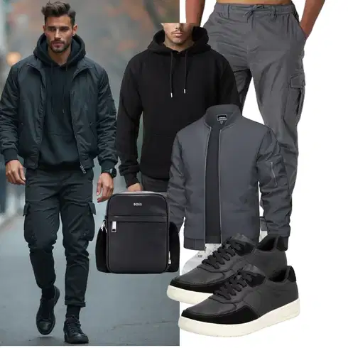 HellGrau/DunkelGrau/Grau/Khaki Boyfriend Hose/Trekkinghose/Funktionshose/Cargo-Jogginghose/Hemd Capri/Cargohose/Cargo Short Smith & Solo kombinieren