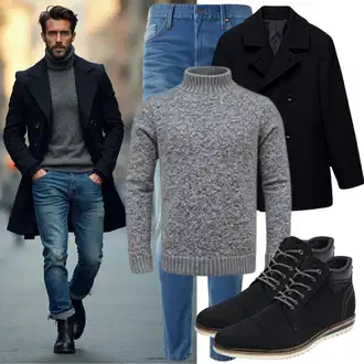 Party Outfits Elegant mit Schwarz Strickfleece Mantel/Wollfleece Mantel/Scuba-Mantel/Lodenmantel/Wollmantel/Dreiviertellanger Mantel/Kaschmir Mantel antioch, Strickpullover Redbridge "Freizeit Outfit"Look: Büro, Overdressed, Oversize, Unisex, Old Money, Business, Coole, Classic, Elegant, Moderne, Sportlich, Schlichte, Stil, Feine, Kuschel, Nahtlos, Smart Casual, 60er, Casual, Leger, Premium