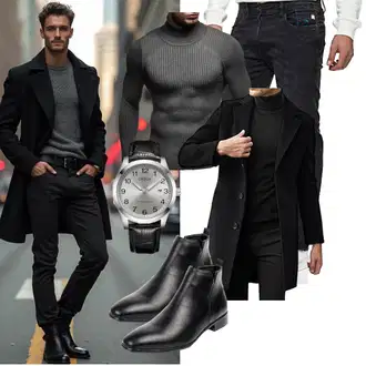 Freizeit Outfits Business Winter mit Leif Nelson, Generisch "Freizeit Outfit"Look: Casual, Ausgefallene, Moderne, Business, Feine, Empire, Fließende, Elegant, Attraktive, Büro, Stil, Emo