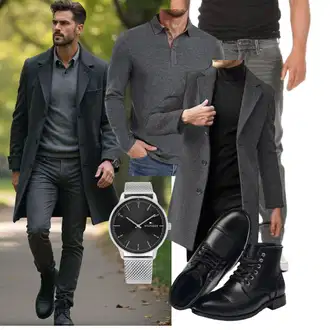 Winter Outfit mit Schwarz Schnürschuh/Vintage Stiefelette/Leder Stiefelette/Lederschuh/Gefütterte Stiefelette/Flache Stiefelette/Springerstiefel/Klassischer Stiefel/Schnürstiefelette SL-Saint "Freizeit Outfit"