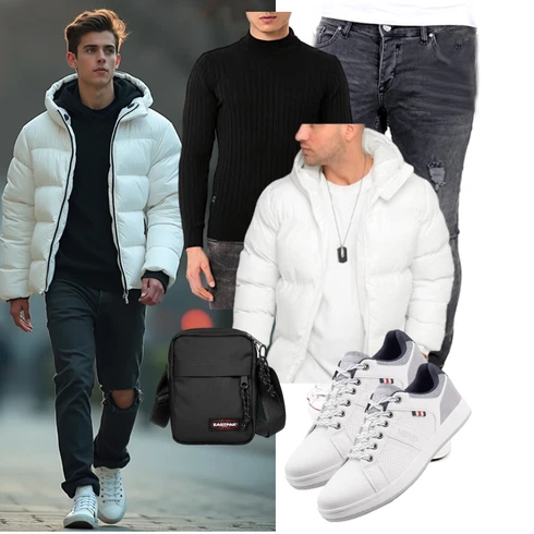 Weiß/Creme Thermojacke/Kunstfaserjacke/Schlupfjacke/Winterjacke/Daunenjacke/SommerDaunenjacke/Kapuzenjacke/Puffer Jacke Behype kombinieren