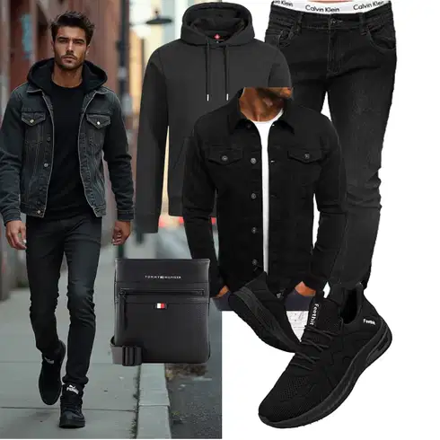 Schwarz Übergangsjacke Herbstjacke/Cordjacke/Shirtjacke amropi kombinieren