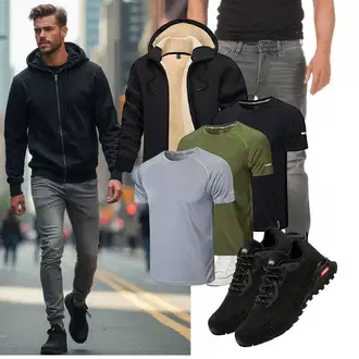 Date Winter Outfit mit Schwarz/Beige Hoodie/Women's Fleece Sweatshirts/Ausgefallener Hoodie/Strick Hoodie/Sweatjacke/Sport Hoodie TACVASEN "Freizeit Outfit"Look: Wasen, Date, Schule, Pop Konzert