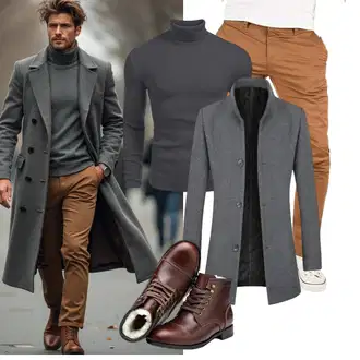 Winter Outfit mit Dunkelbraun/Dunkelrot/Braun/Bordeaux Springerstiefel/Vintage Stiefelette/Lammfell Stiefel/Klassischer Stiefel/Schnürstiefelette/Gefütterte Stiefelette/Winter Stiefelette/Winterschuh SL-Saint "Freizeit Outfit"