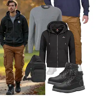 Tapered Outfit mit Khaki/Braun/Beige Riverso "Freizeit Outfit"