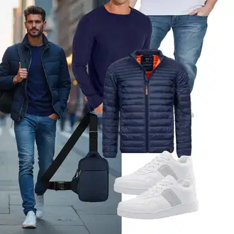 Ausgefallene Outfit mit Leichte Jacke Indicode "Freizeit Outfit"Look: Boyfriend, Moderne, Sportlich, Smart Casual, Workwear, Premium, Ausgefallene, Nahtlos, Lagenlook