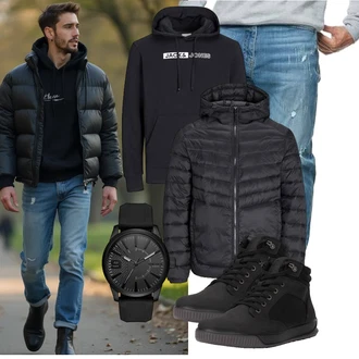 Tapered Outfit mit Puffer Jacke Jack & Jones "Freizeit Outfit"