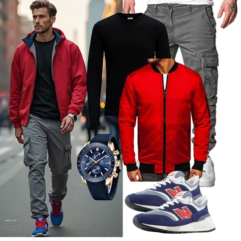 Rot/DunkelRot TrachtenstrickJacke/Jacke mit Seitlichem Reißverschluss/LaufJacke/SportJacke/CollegeJacke/NylonJacke/WendeJacke/BomberJacke BOLF kombinieren