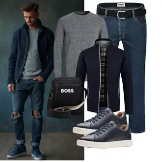 Freizeit Outfits Business Winter mit Dunkelblau Trachtenjacke Glestore "Freizeit Outfit"Look: Classic, Leger, Stil, Indoor, Empire, Trachten, Büro, Maritim, Smart Casual, Moderne, Uni, Business, Coole