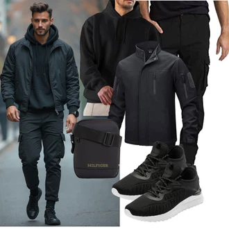 Outfit mit Schwarz Hoodie/Oversize Hoodie/Unisex Hoodie/Ausgefallener Hoodie/Kapuzenpullover/Sport Hoodie JMIERR "Freizeit Outfit"