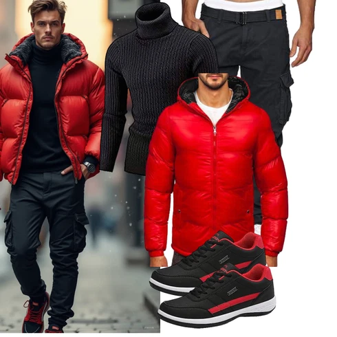 Rot WinterJacke/SkiJacke/KapuzenJacke/Verstaubare Jacke/WendeJacke/KunstfaserJacke/ThermoJacke/IsolationsJacke/DaunenJacke/Puffer Jacke BOLF kombinieren