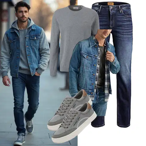 Lang Blau/Hellblau Vintage Jacke/Kurze JeansJacke Lee kombinieren