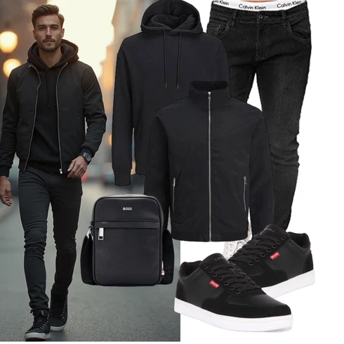 Oversize Schwarz Sport Sweatshirt/Oversize Hoodie/Ausgefallener Hoodie/Sport Hoodie/Hoodie/Unisex Hoodie/Kapuzenpullover Jack & Jones kombinierenLook: Skater, Rap, Unisex, Oversize