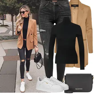 Outfity z džínu Zima s Černá/Hnědá/Červená Svetr z Jemné Pleteniny/Kašmírový Svetr/Rolák/Svetr s límečkem Only "Jarní Outfit"