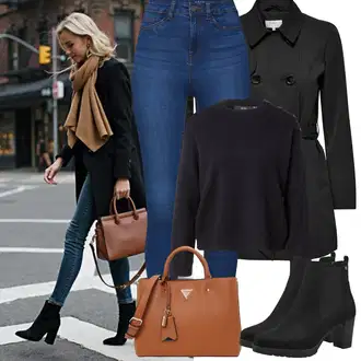S zakovicama Outfit sa Crna Chelsea Gležnjača/Kožna Jakna/Kožna gležnjača/ljetna gležnjača/Podstavljena Gležnjača/Gumena Gležnjača Tamaris "Proljetni Outfit"Look: Skating, Hodanje, S zakovicama
