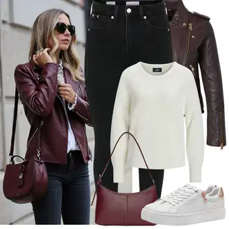 Elegantan Outfit sa Crna Traperice Kožna Jakna/Ženske Traperice 7/8 Dužine/Čizma do Gležnja/Bikerske Traperice/Capri Traperice/Skraćene Traperice/High Waist Traperice/Push-up Traperice/Traperice Slim Kroja/Kožne Cipele/Termo Traperice/Zimska jakna Calvin Klein Jeans "Proljetni Outfit"Look: Stil, Rap, Old Money, cool, Elegantan, Vanjski