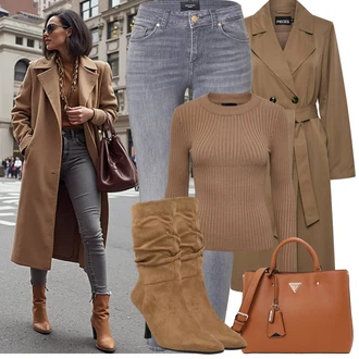Outfity na podzim s Šedá/Světle šedá Jeggings/Džínové Legíny/Skinny Kalhoty VERO MODA "Jarní Outfit"