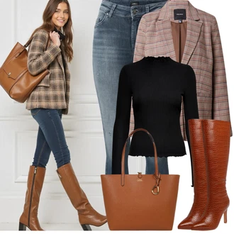 Outfit sa Plava/Tamnoplava Kožna Jakna/Slip-on Traperice/Bikerske Traperice/High Waist Traperice/Termo Traperice/Push-up Traperice/Kožne Cipele/Muška Kožna Jakna/Zimska jakna/Traperice Slim Kroja/Čizma do Gležnja/Traperice s Prorezom Only "Proljetni Outfit"