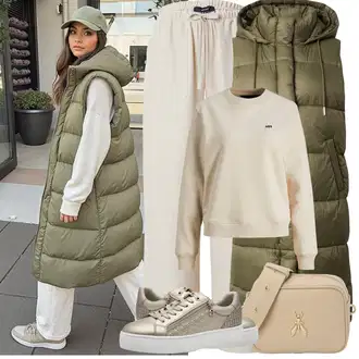 Outfit sa Bež/Narandžasta/Smeđa/Kaki Kožna jakna/Sportska majica/Majica od flisa jjxx "Proljetni Outfit"