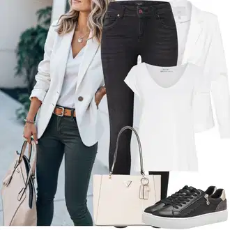 Outfity pro matriční úřad s Černá/Tmavě šedá Skinny Kalhoty/Jeggings/Džínové Legíny VERO MODA "Jarní Outfit"