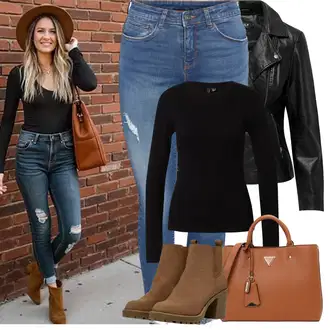 Outfity z džínu Zima s Černá Roláková Košile VERO MODA "Jarní Outfit"