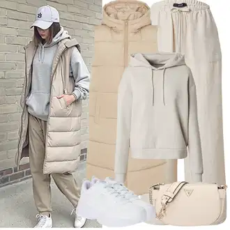 Outfit sa Bež/Smeđa/Kaki Hlače od muslina/Tradicionalna Hlača/Lanene Hlače VERO MODA "Proljetni Outfit"